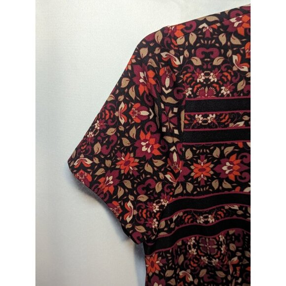 Chico's Floral Striped Print Short Sleeve Dress Knee Length Size 0 (4-6) - Picture 2 of 12